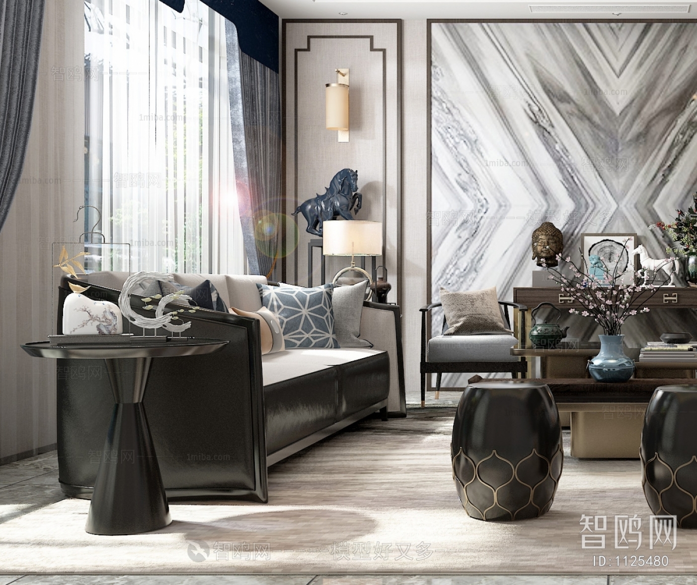 New Chinese Style A Living Room