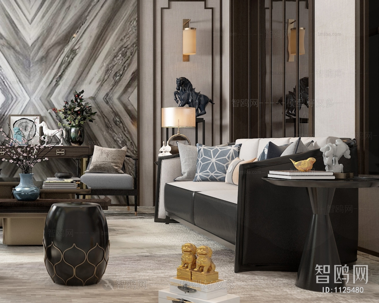 New Chinese Style A Living Room