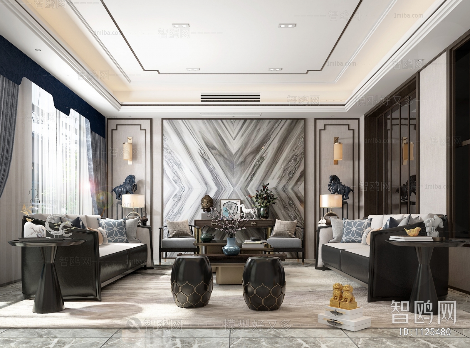 New Chinese Style A Living Room