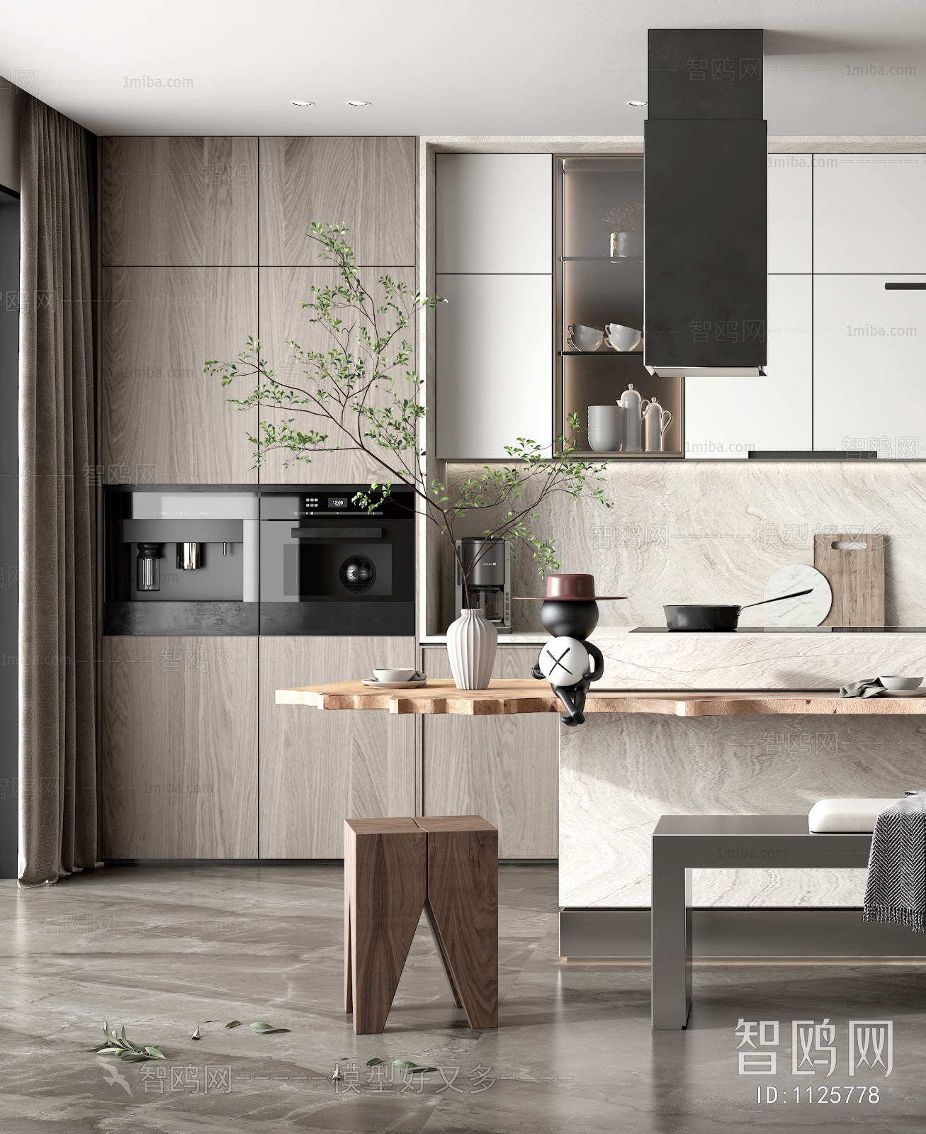 Modern Wabi-sabi Style Open Kitchen