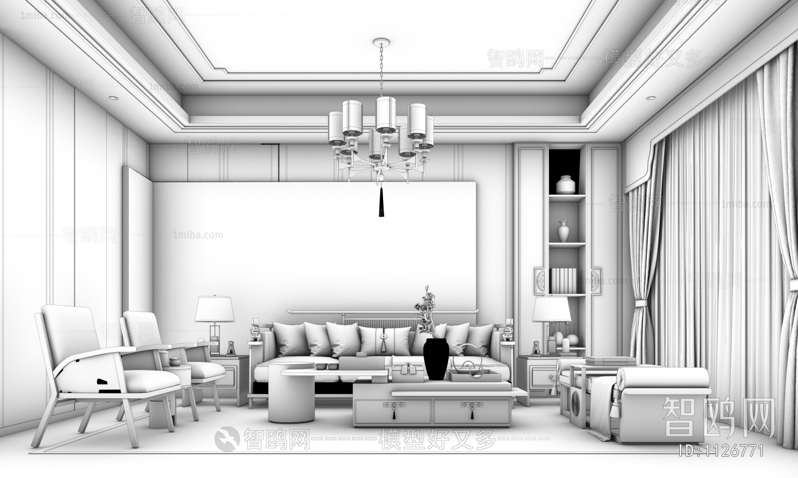 New Chinese Style A Living Room