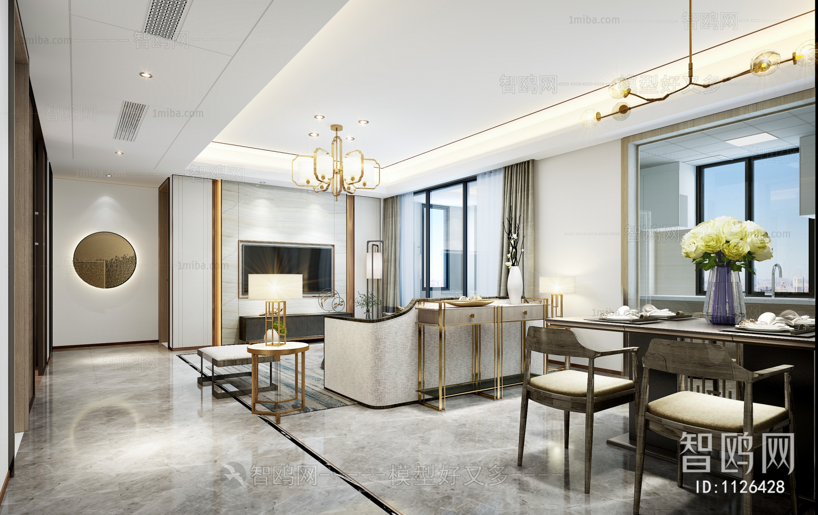 New Chinese Style A Living Room