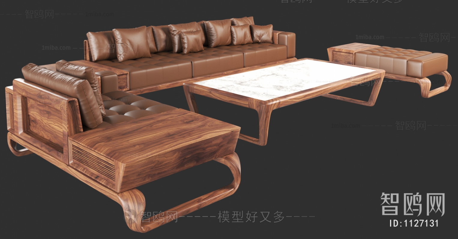 中式实木沙发组合