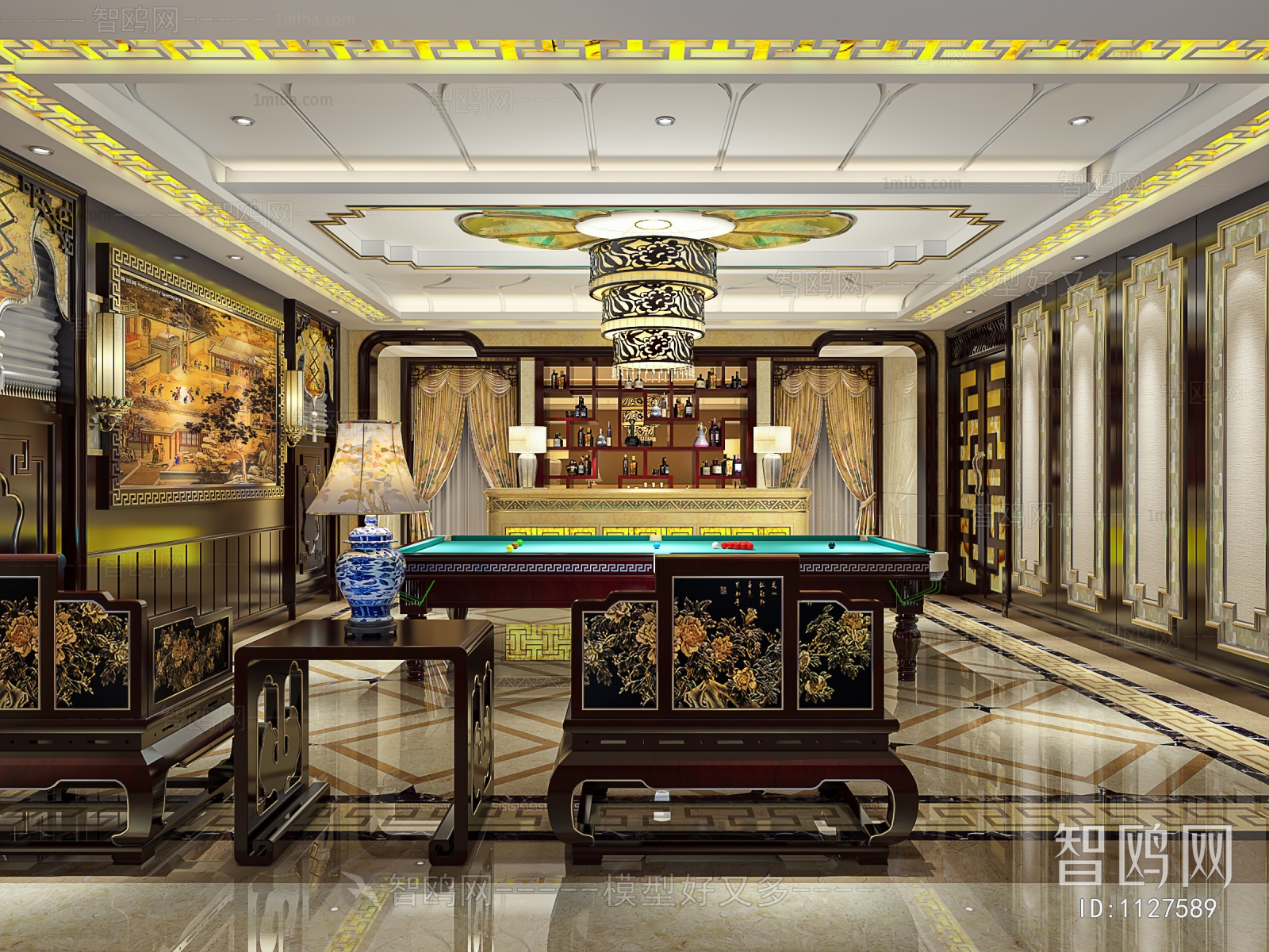Chinese Style Billiards Room