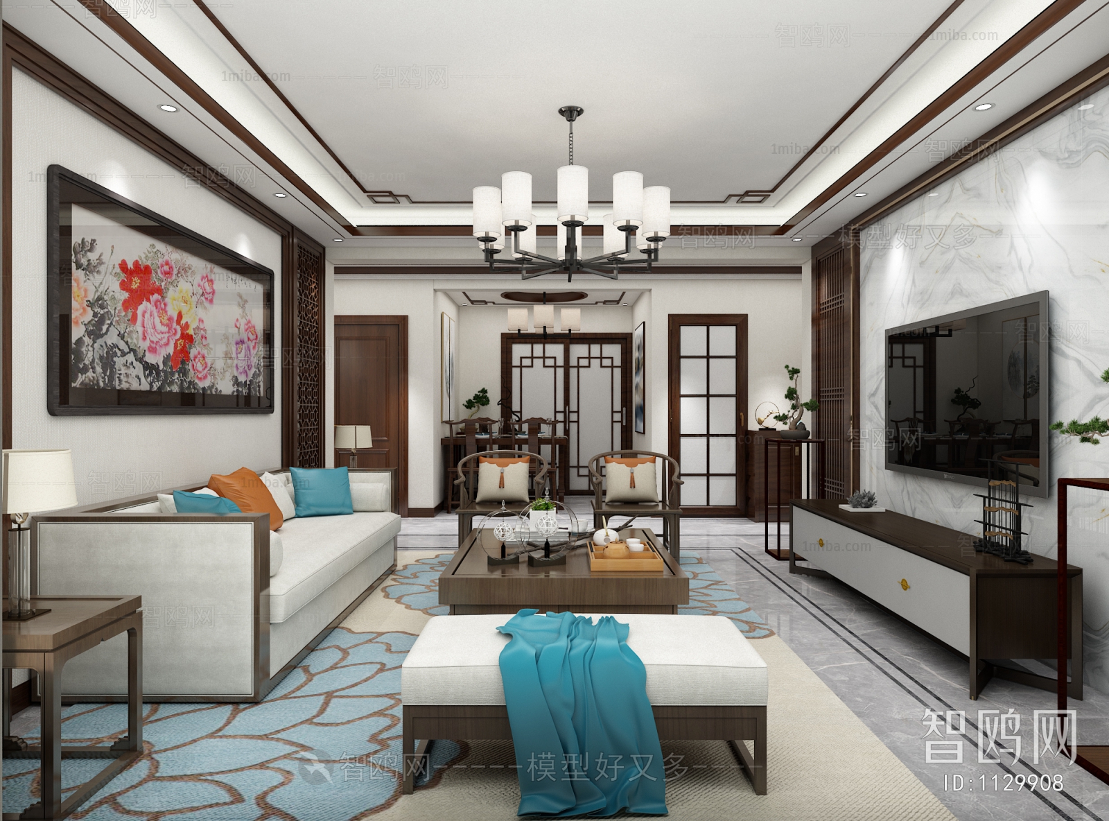 New Chinese Style A Living Room