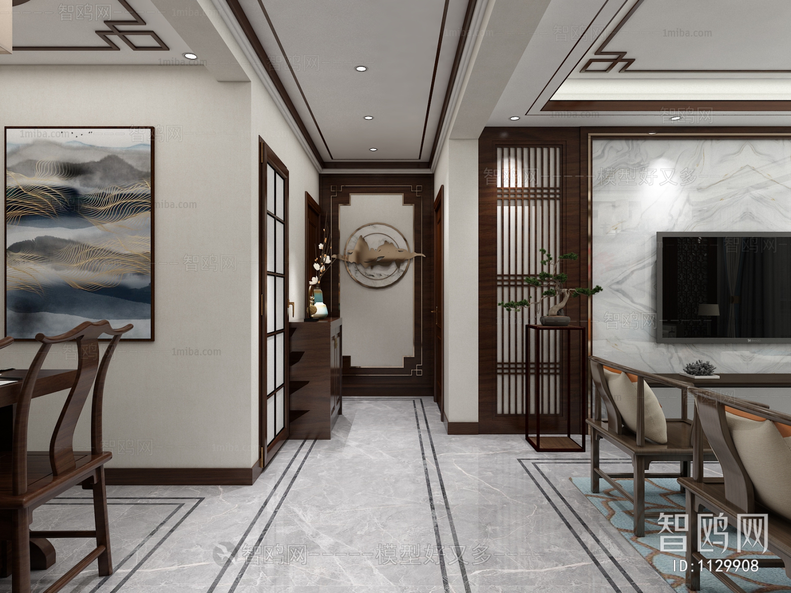 New Chinese Style A Living Room