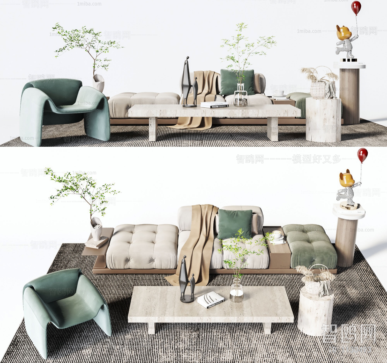 Modern Wabi-sabi Style Sofa Combination