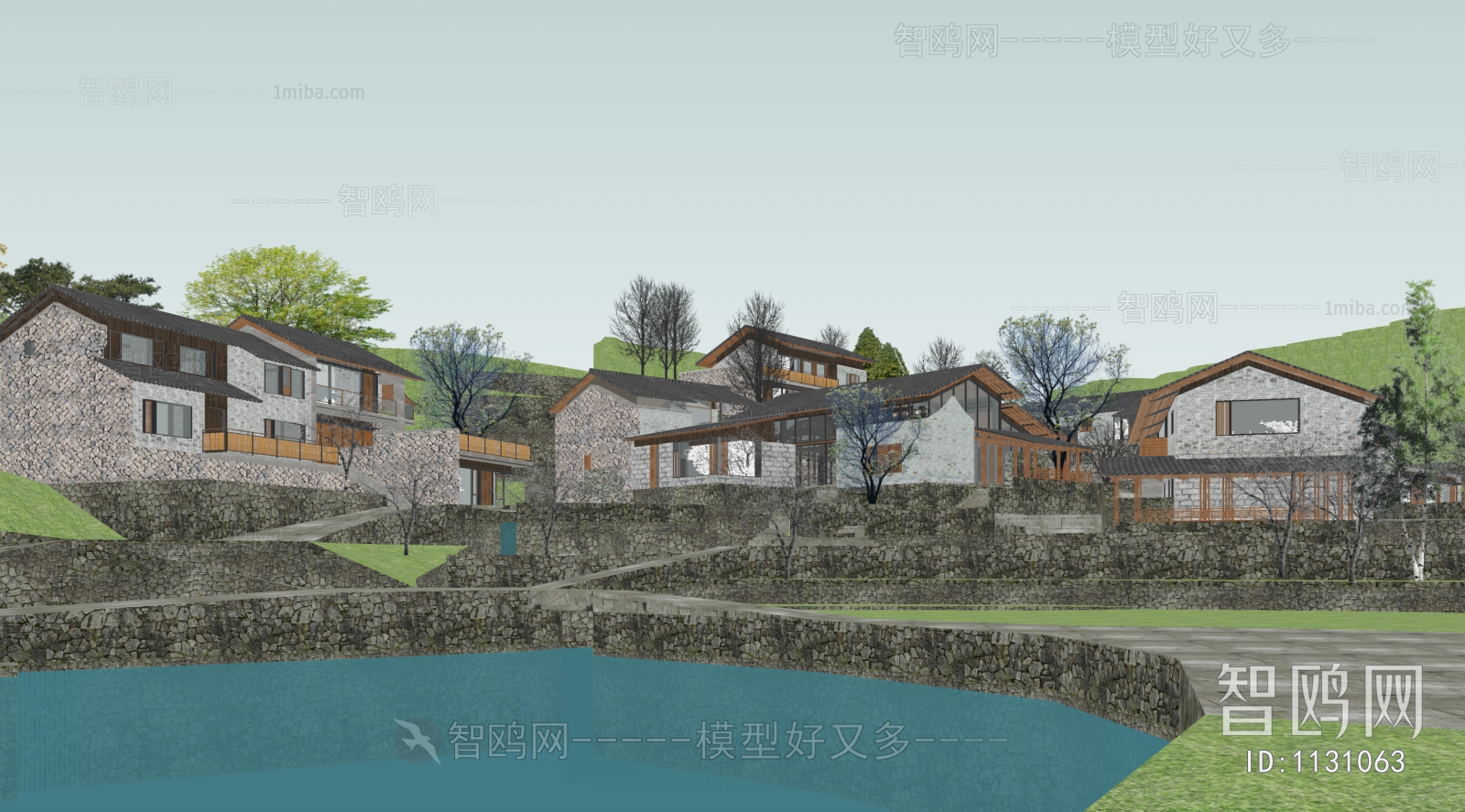 New Chinese Style Architectural Bird's-eye View Planning