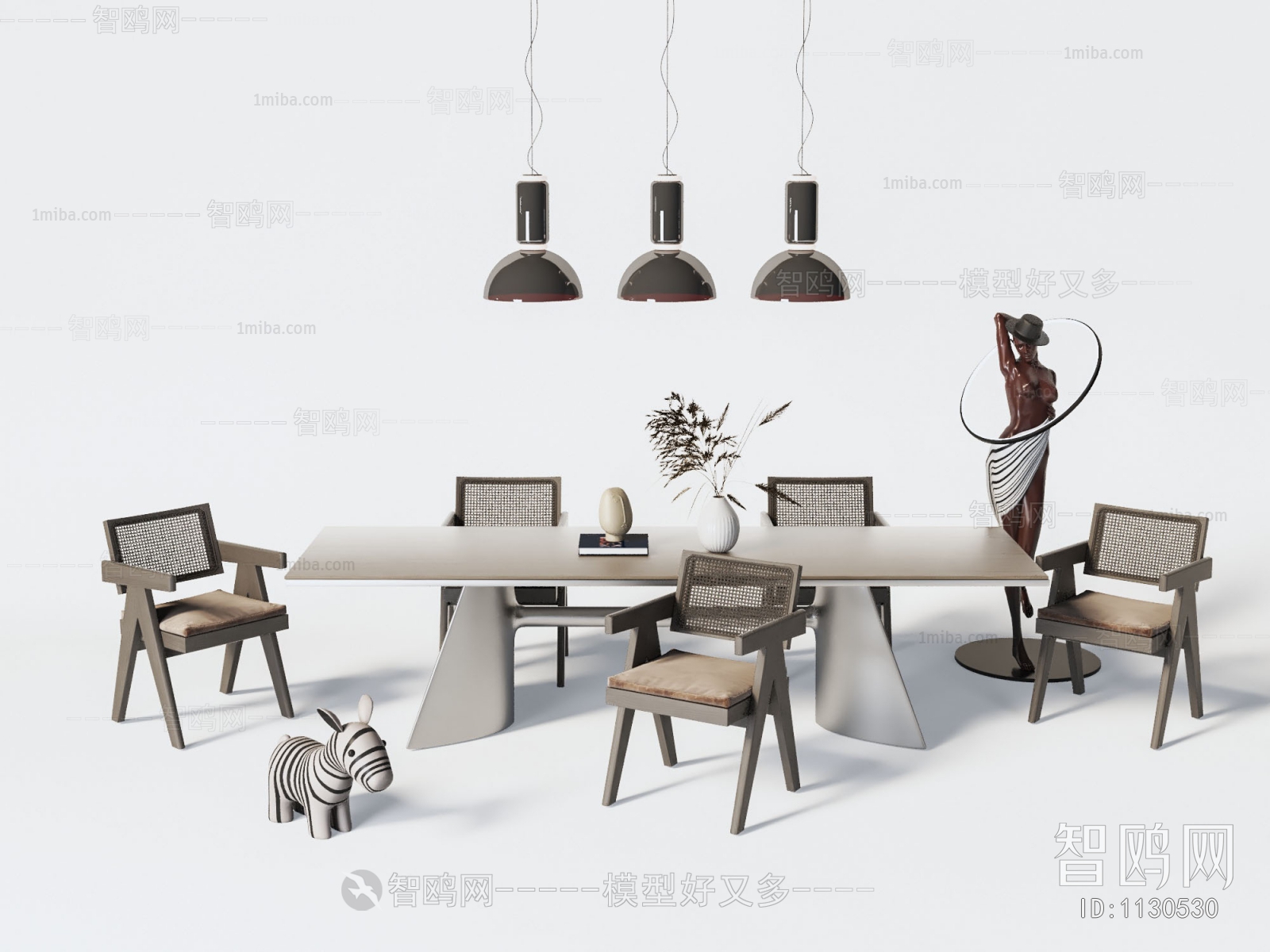 Wabi-sabi Style Dining Table And Chairs