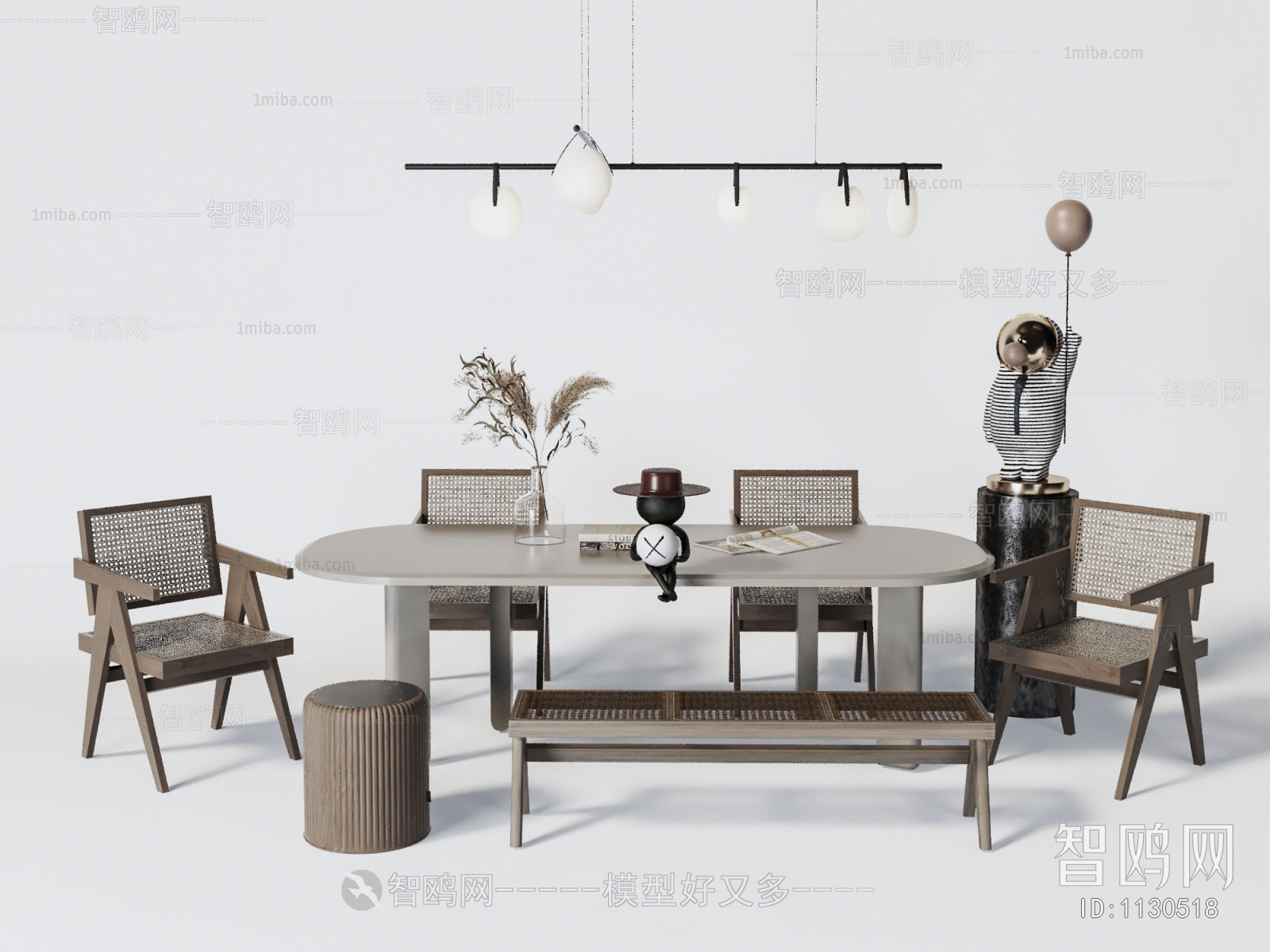 Wabi-sabi Style Dining Table And Chairs