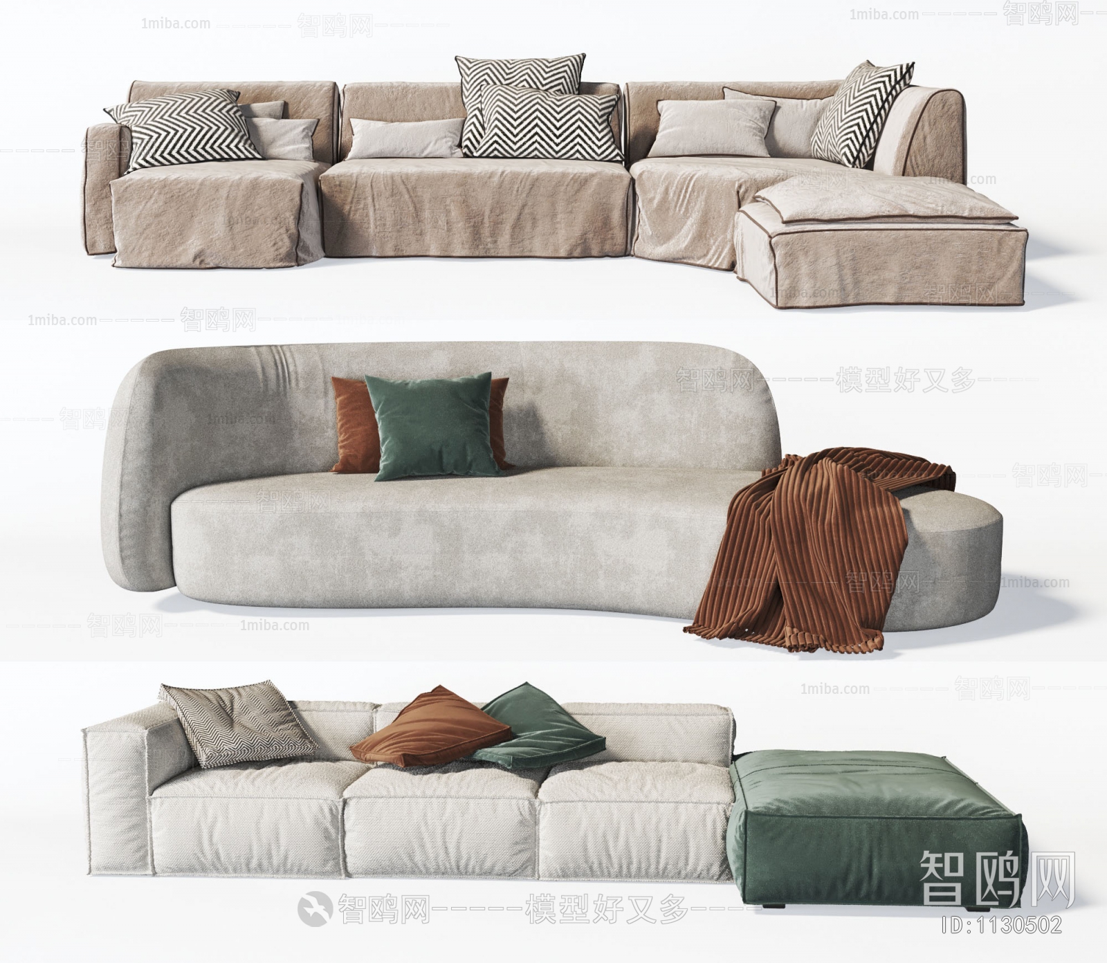 Wabi-sabi Style Multi Person Sofa