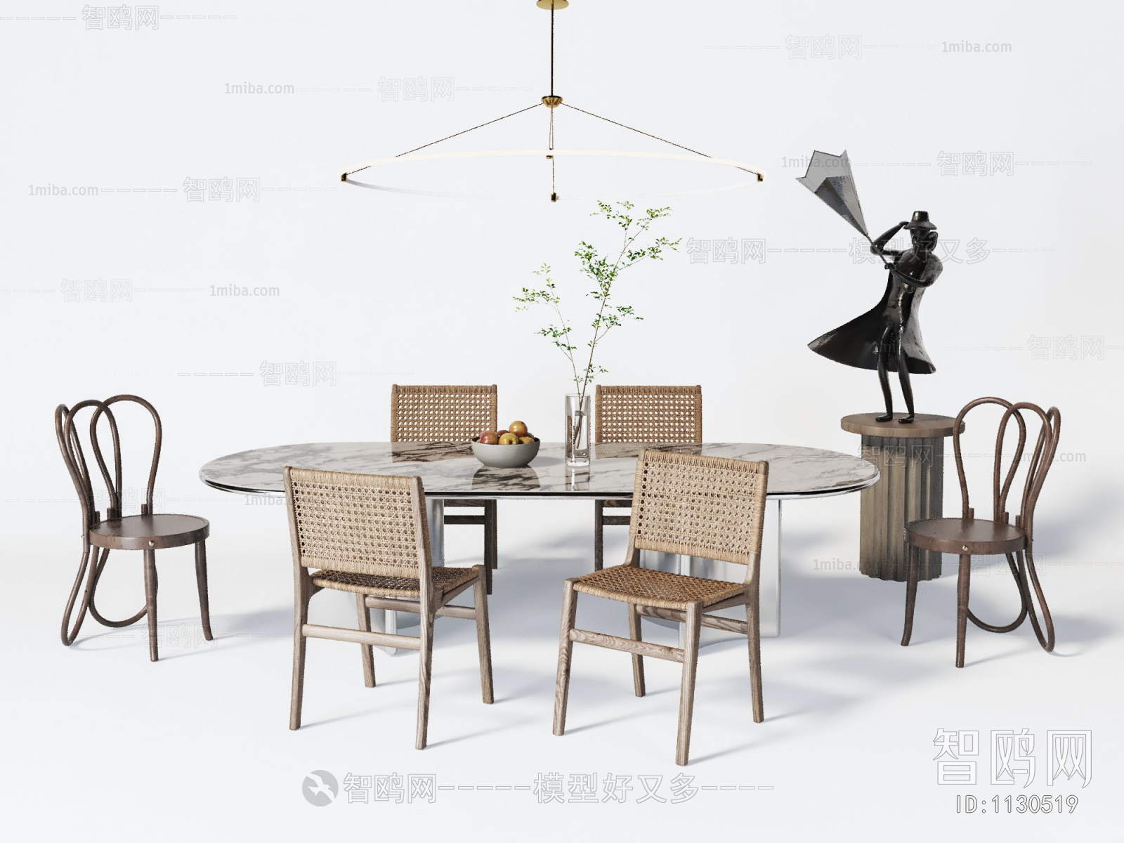 Wabi-sabi Style Dining Table And Chairs