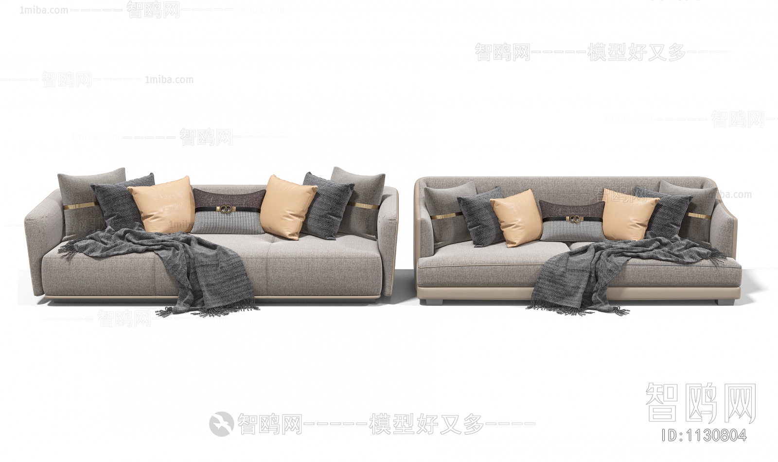新中式轻奢双人沙发组合
