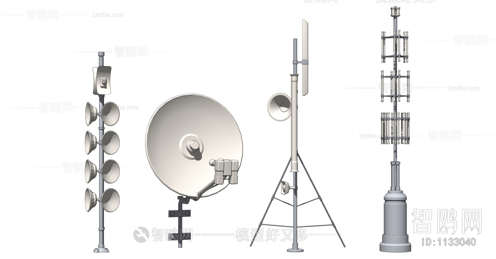 现代电视信号塔 卫星接收器组合