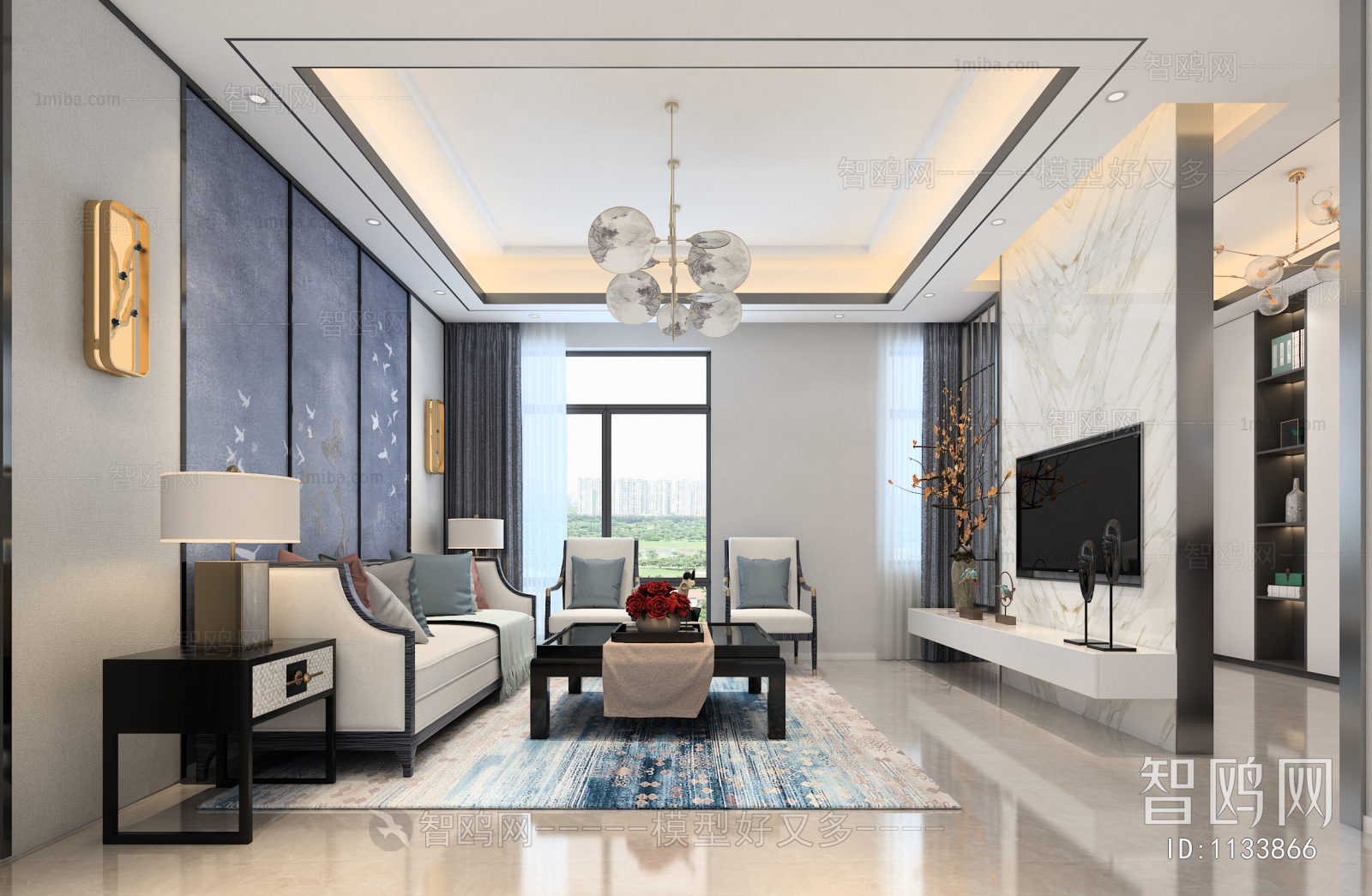 New Chinese Style A Living Room