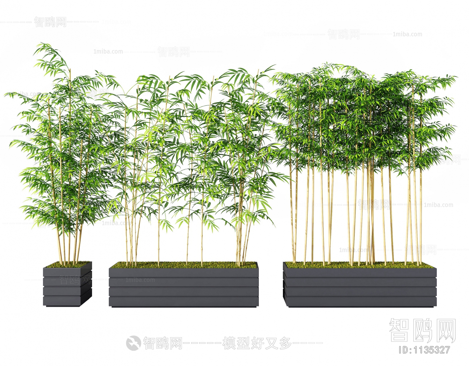 现代竹子盆景 景观小品