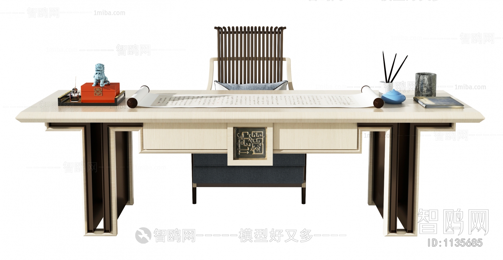 New Chinese Style Computer Desk And Chair