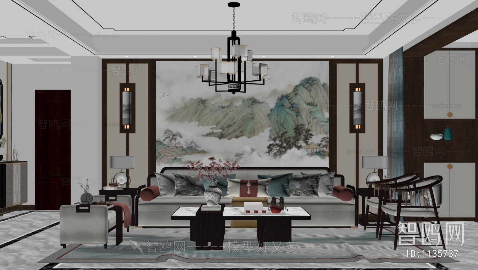 New Chinese Style A Living Room