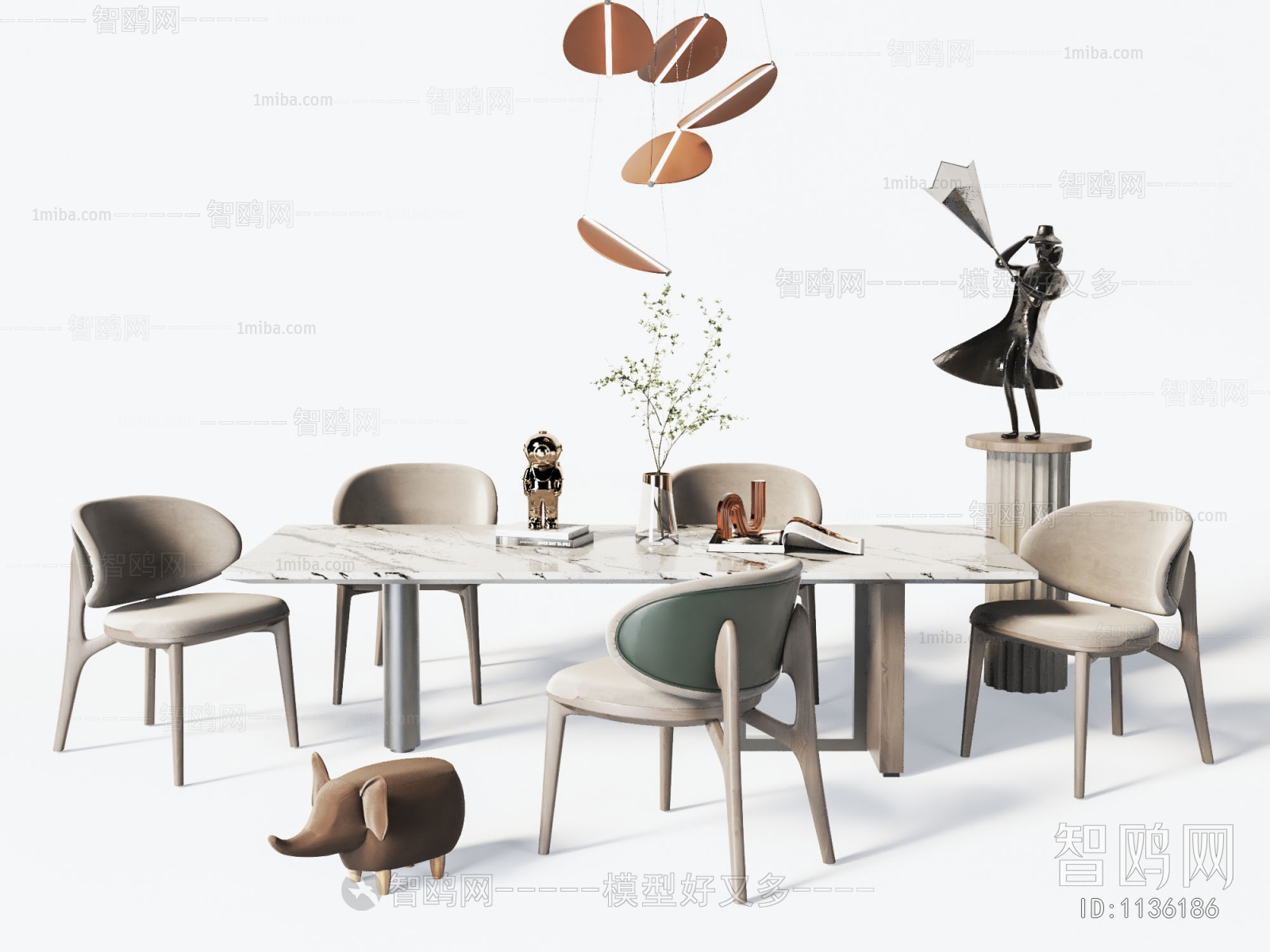 Wabi-sabi Style Dining Table And Chairs