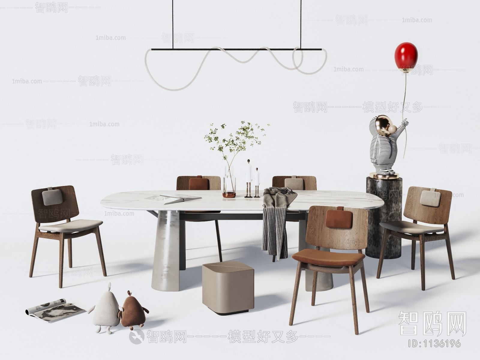 Wabi-sabi Style Dining Table And Chairs