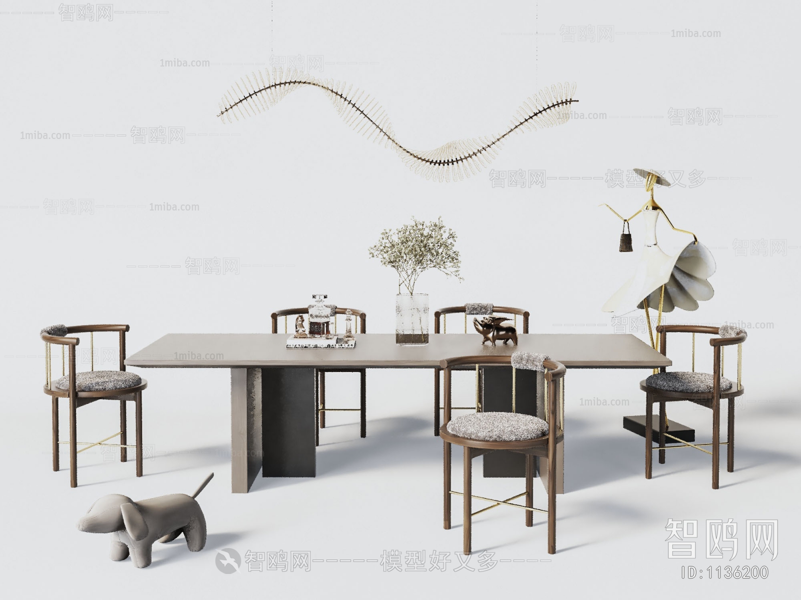 Wabi-sabi Style Dining Table And Chairs