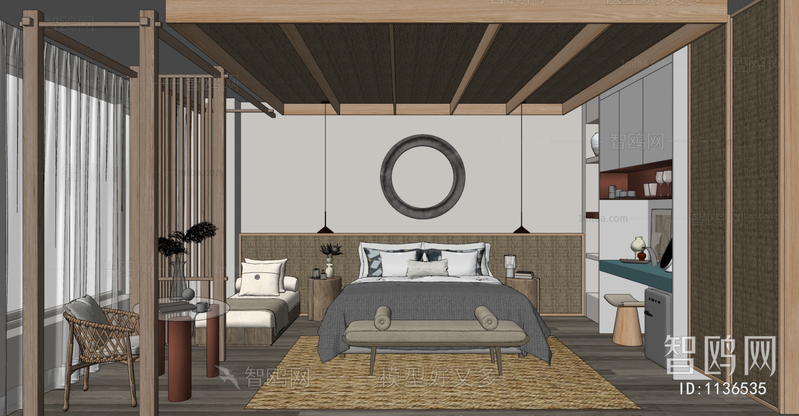 Wabi-sabi Style Guest Room