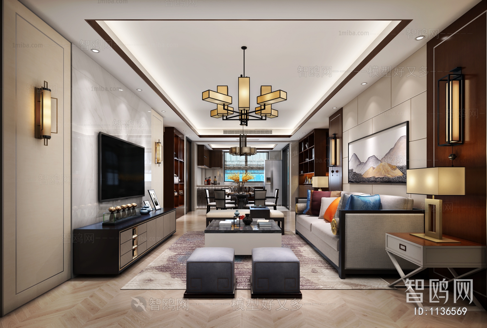 New Chinese Style A Living Room