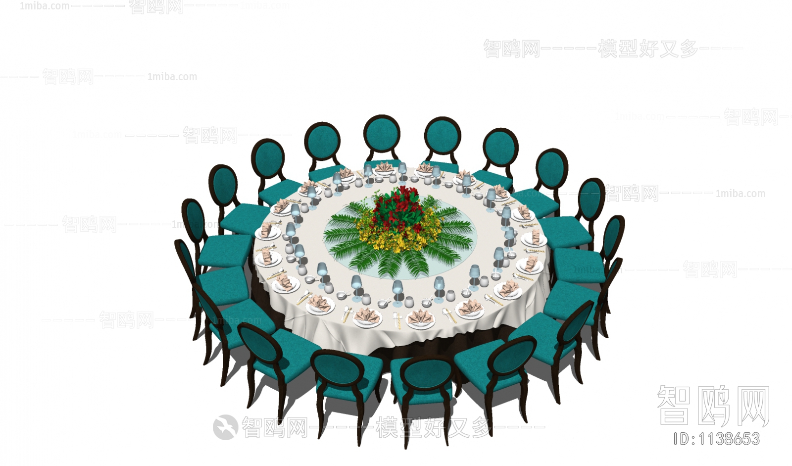 简欧圆形宴会餐桌椅