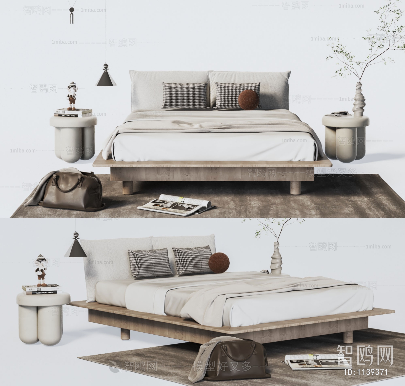 Wabi-sabi Style Double Bed