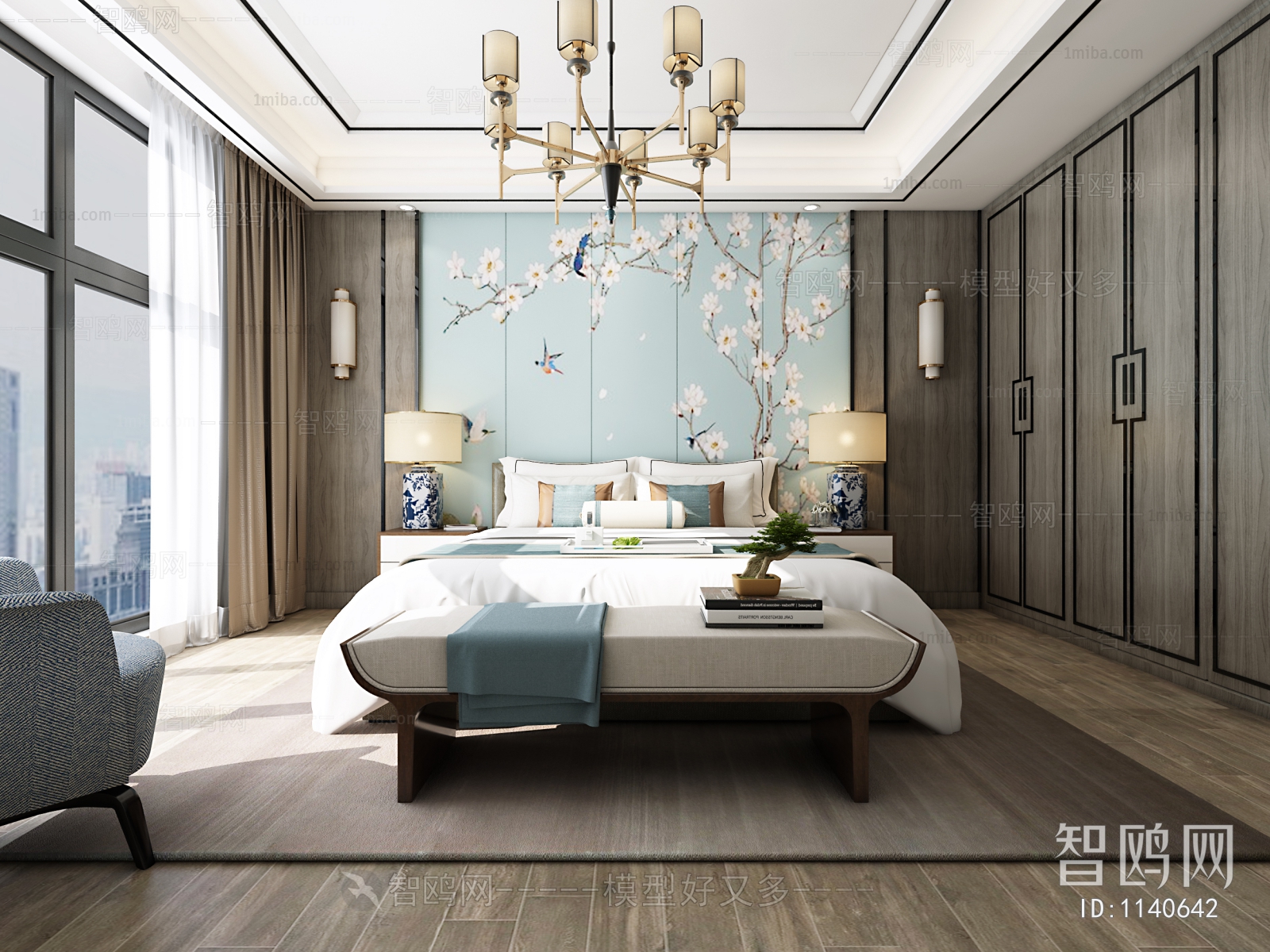 New Chinese Style Bedroom