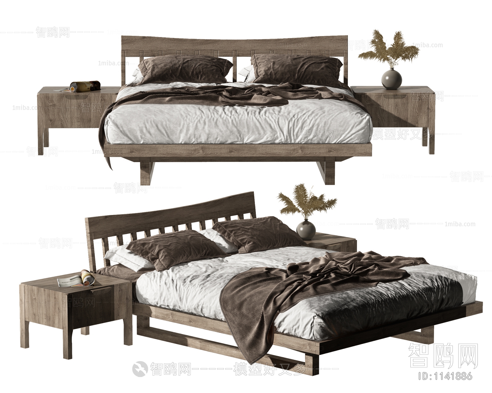 Wabi-sabi Style Double Bed