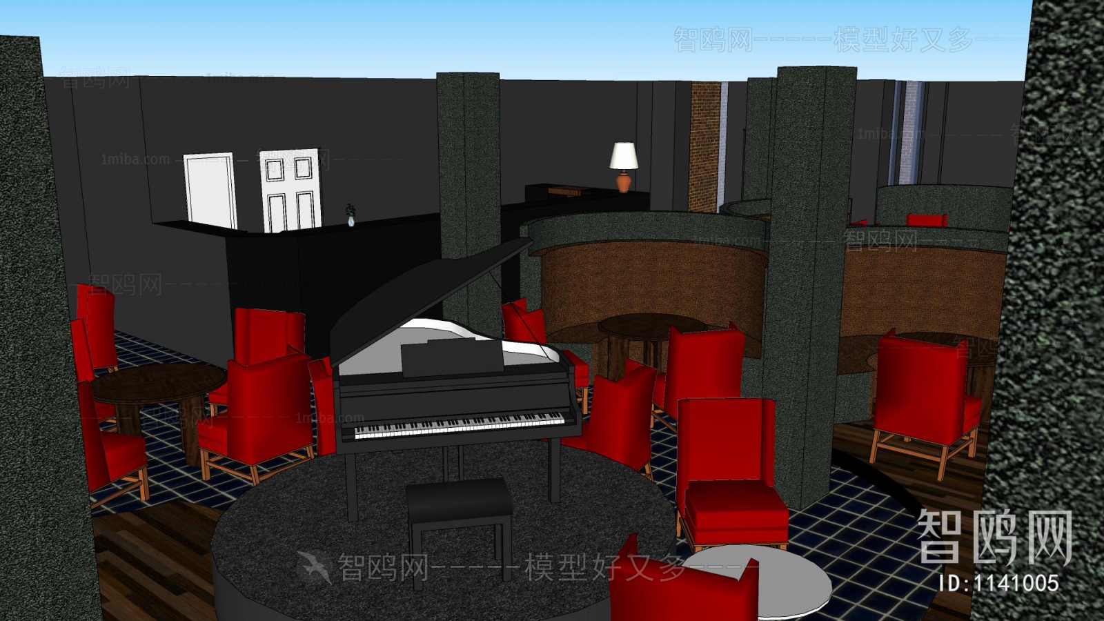 现代咖啡厅3D模型下载