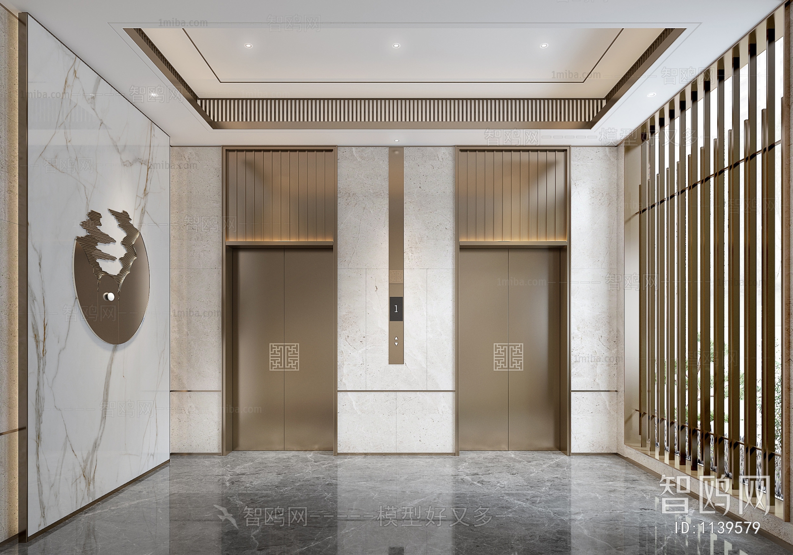 新中式办公电梯厅