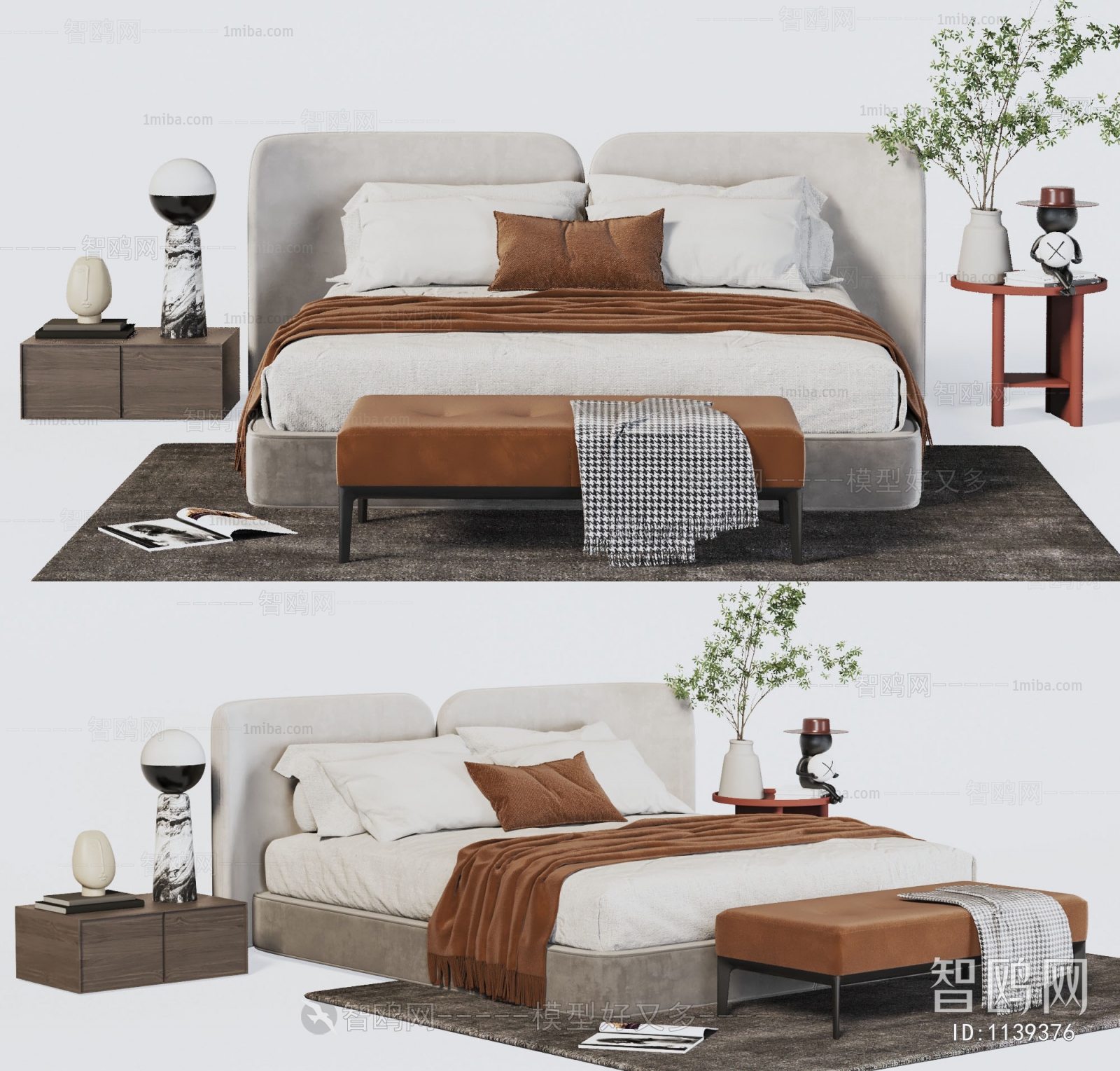 Wabi-sabi Style Double Bed