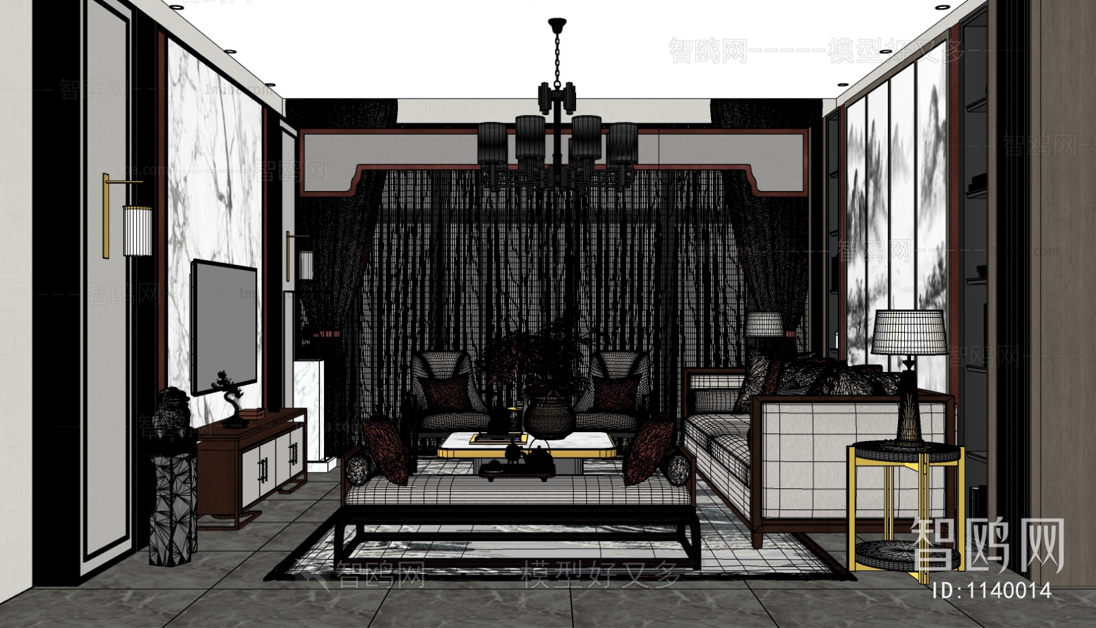 New Chinese Style A Living Room