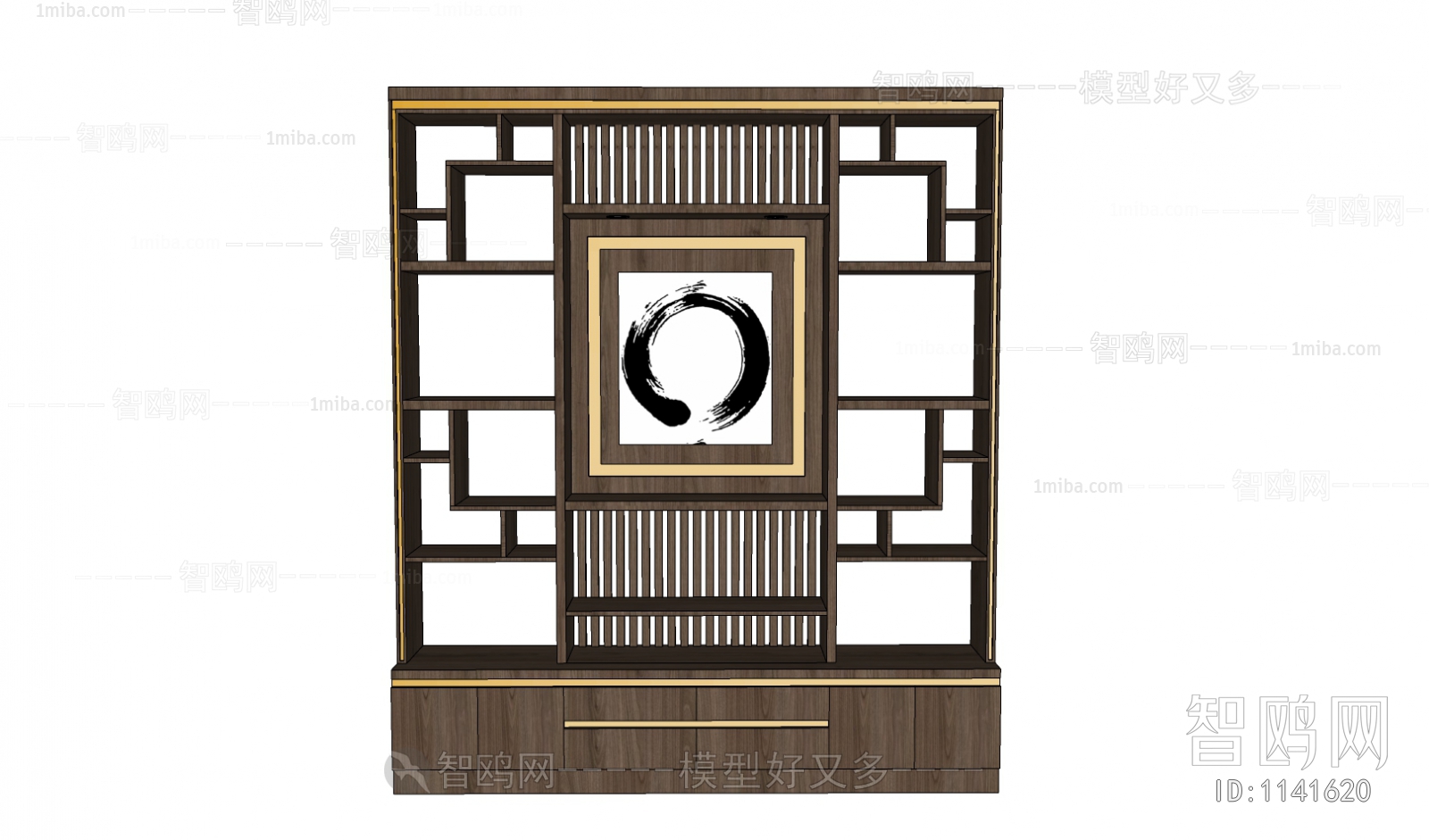 新中式实木装饰架