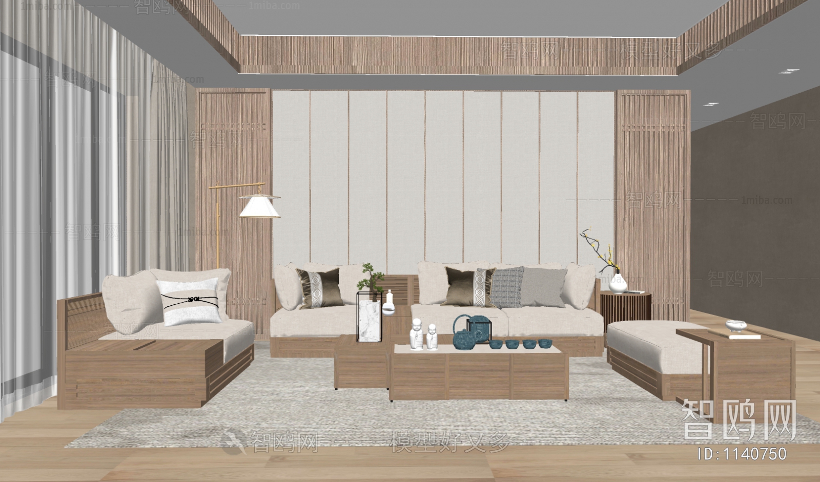 新中式实木组合沙发