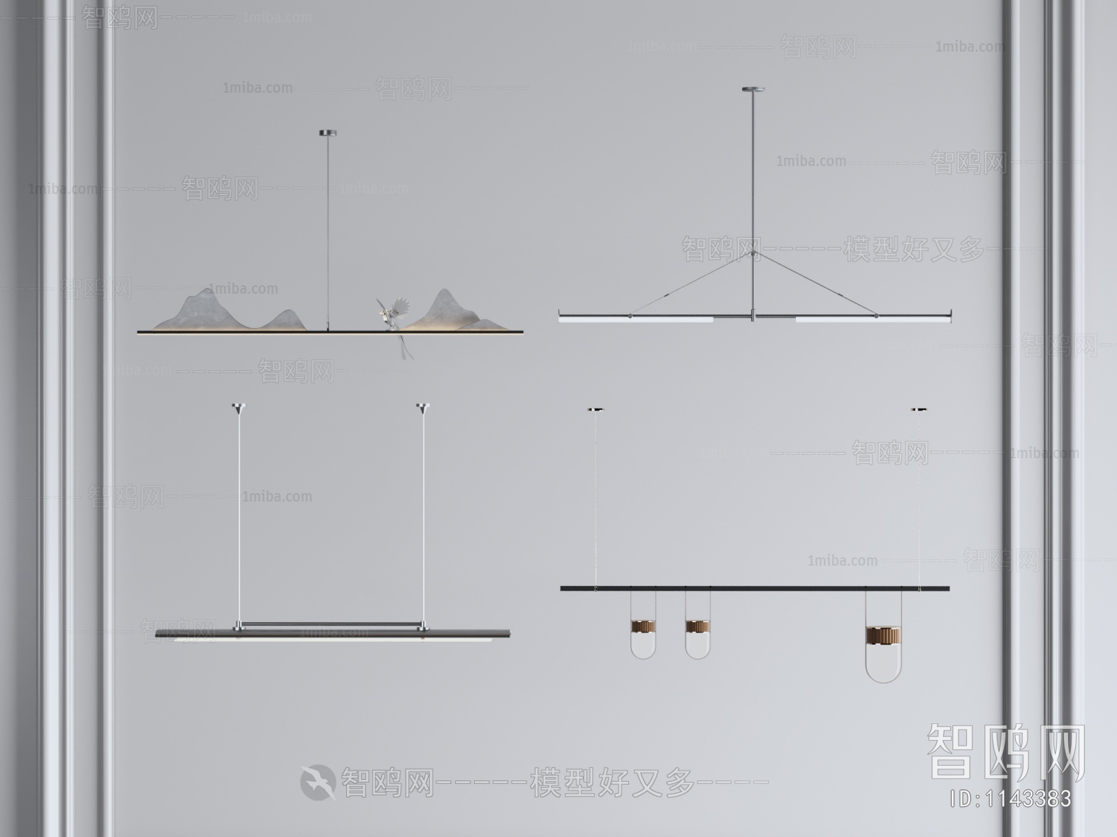 新中式长吊灯组合