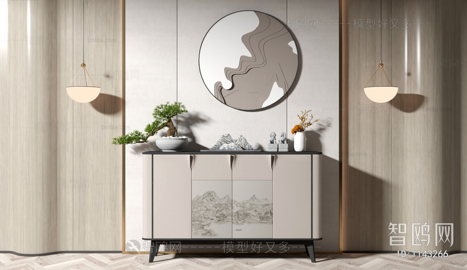 New Chinese Style Side Cabinet