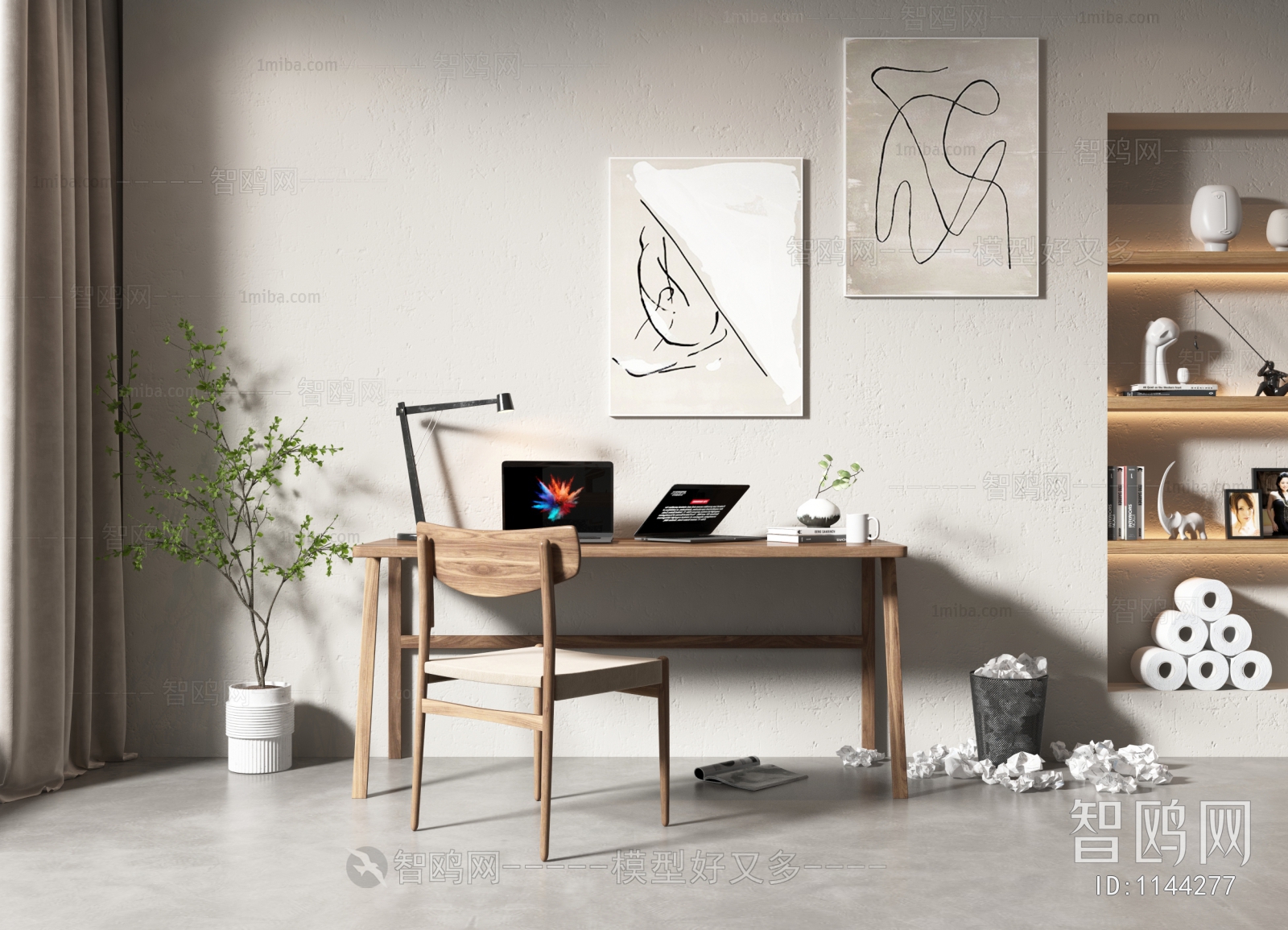 Wabi-sabi Style Computer Desk And Chair
