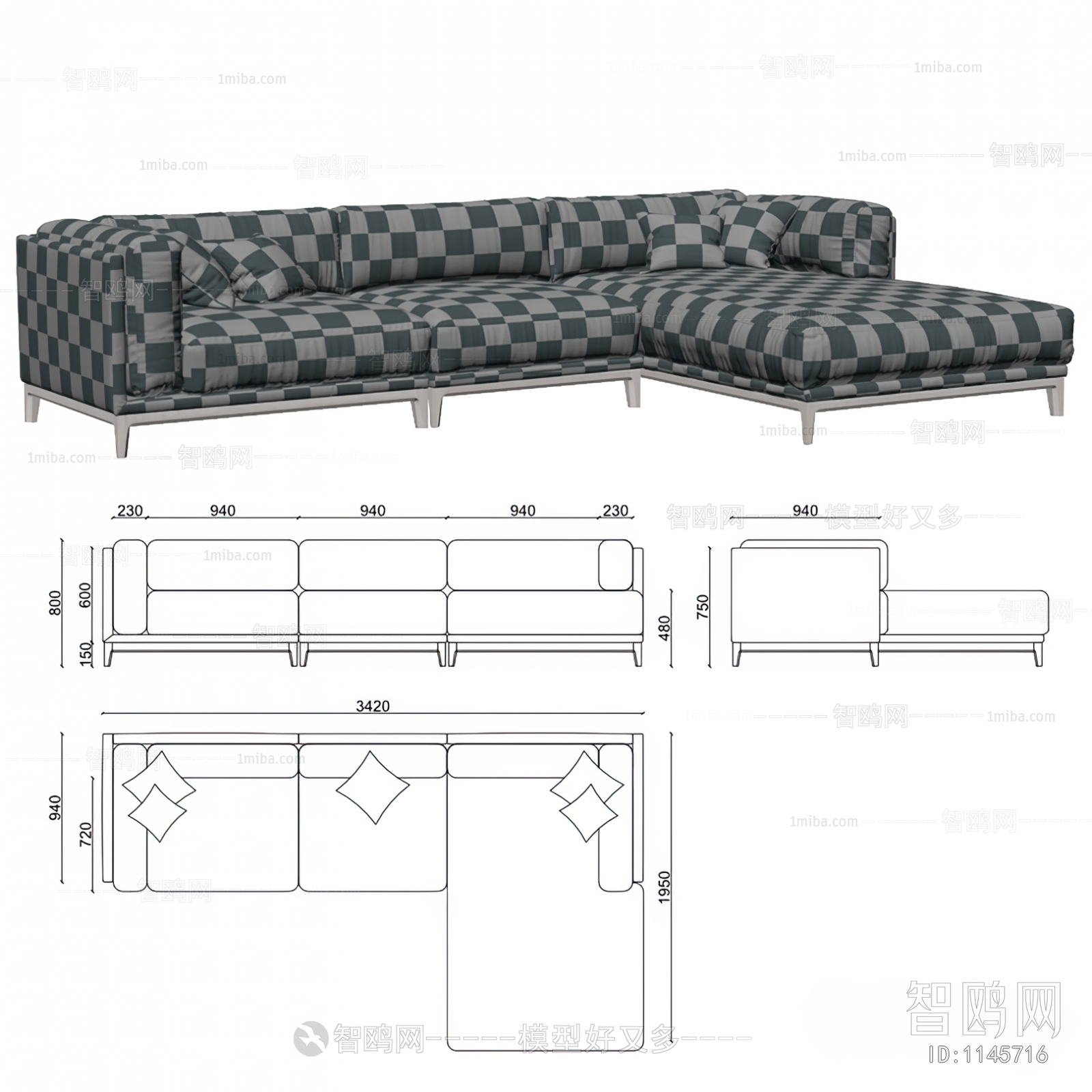 Modern Multi Person Sofa