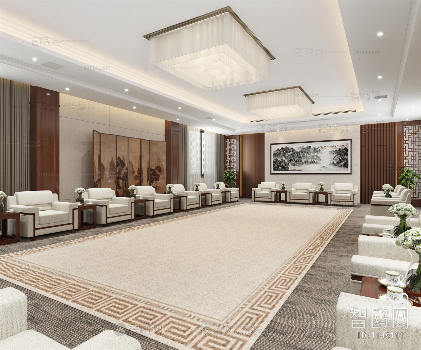 New Chinese Style Office Living Room
