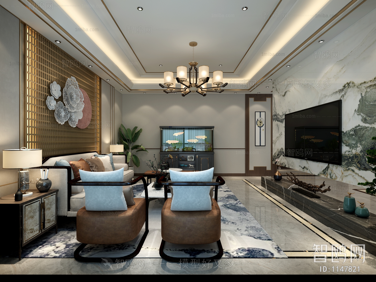 New Chinese Style A Living Room