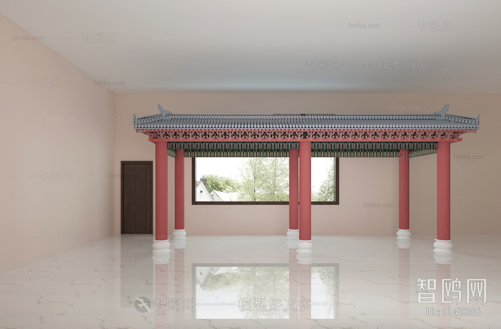 新中式古建筑 凉亭 瓦 柱子