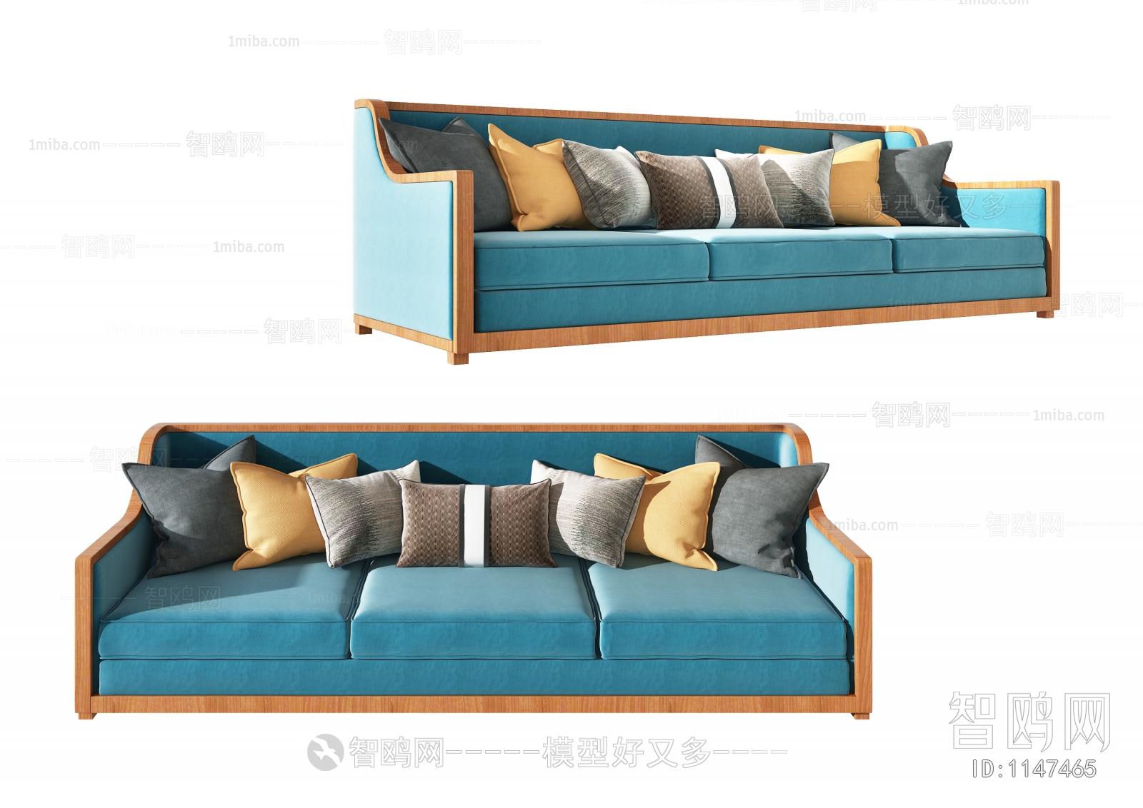 New Chinese Style Three-seat Sofa