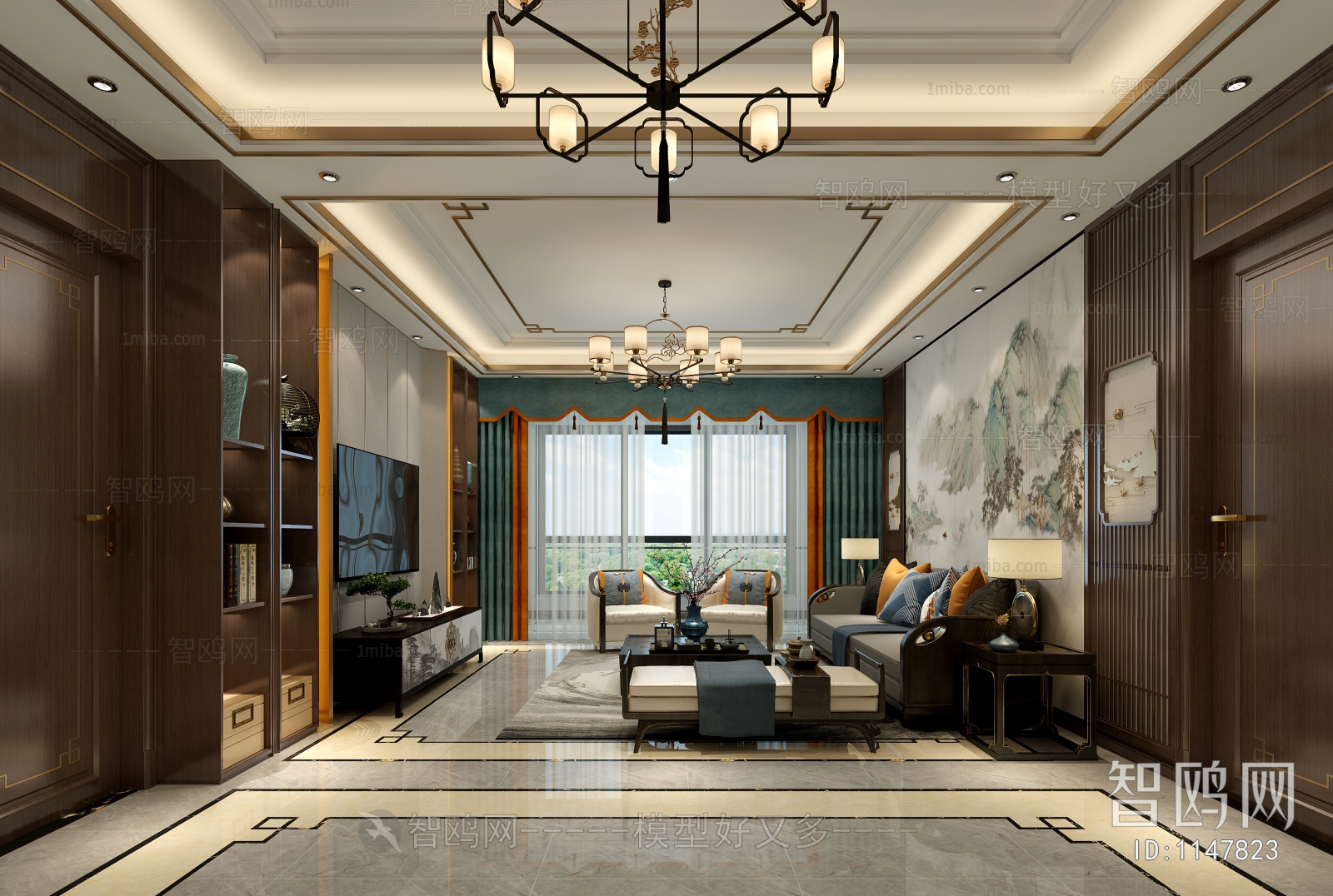 New Chinese Style A Living Room