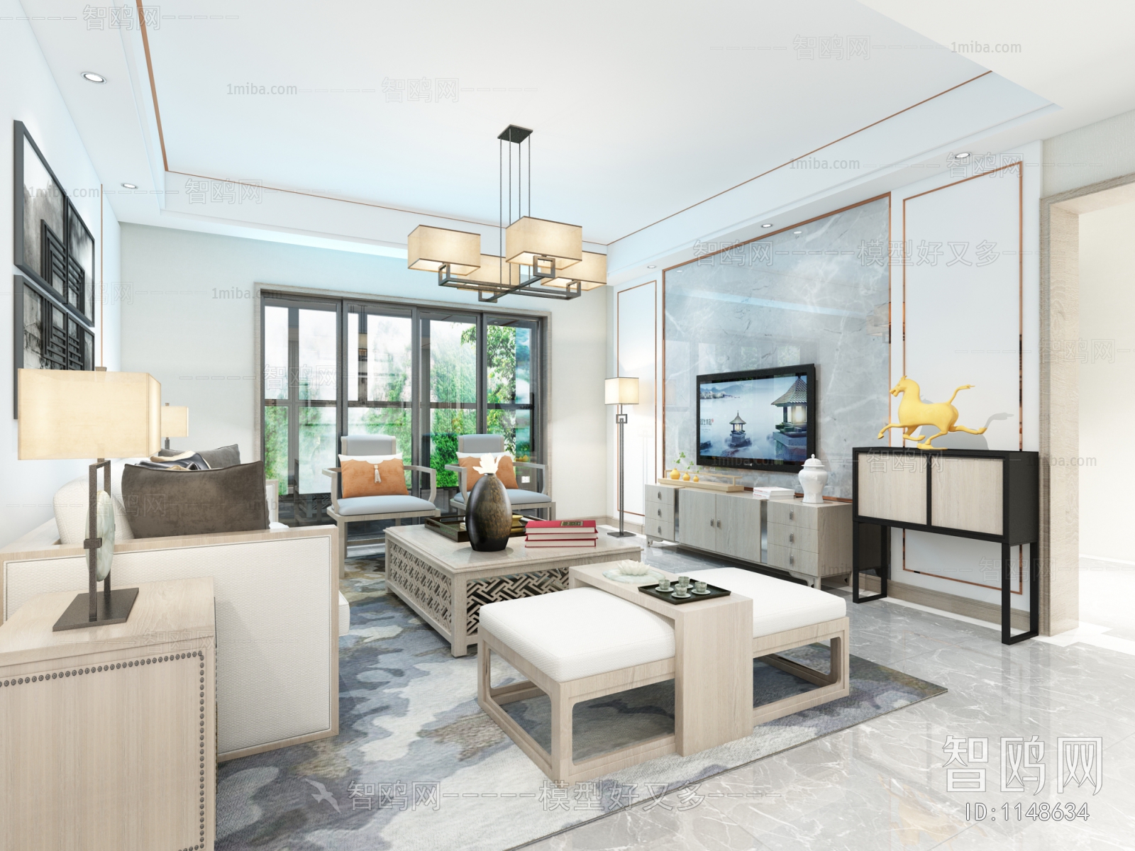 New Chinese Style A Living Room