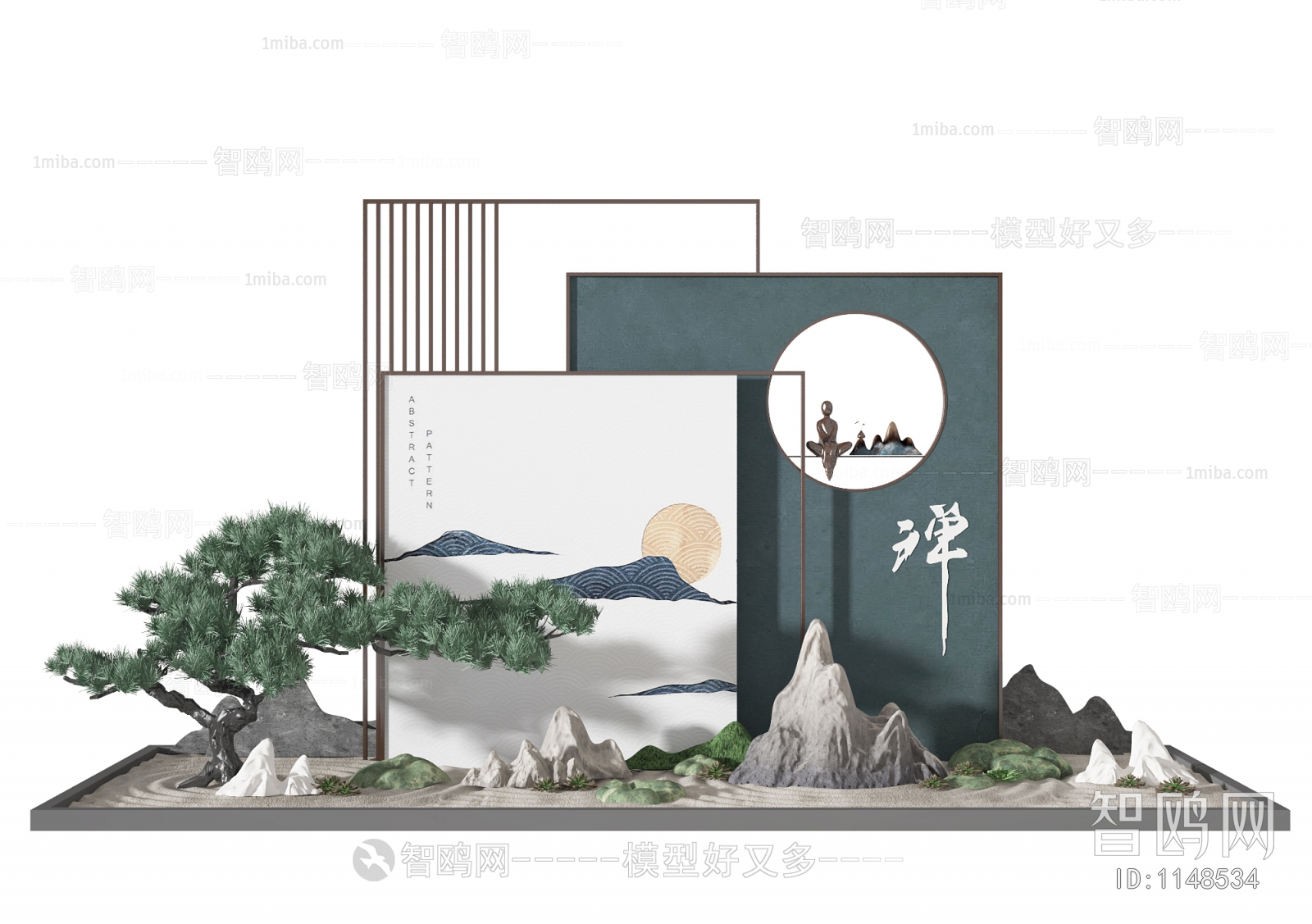 新中式橱窗，美陈园艺小品