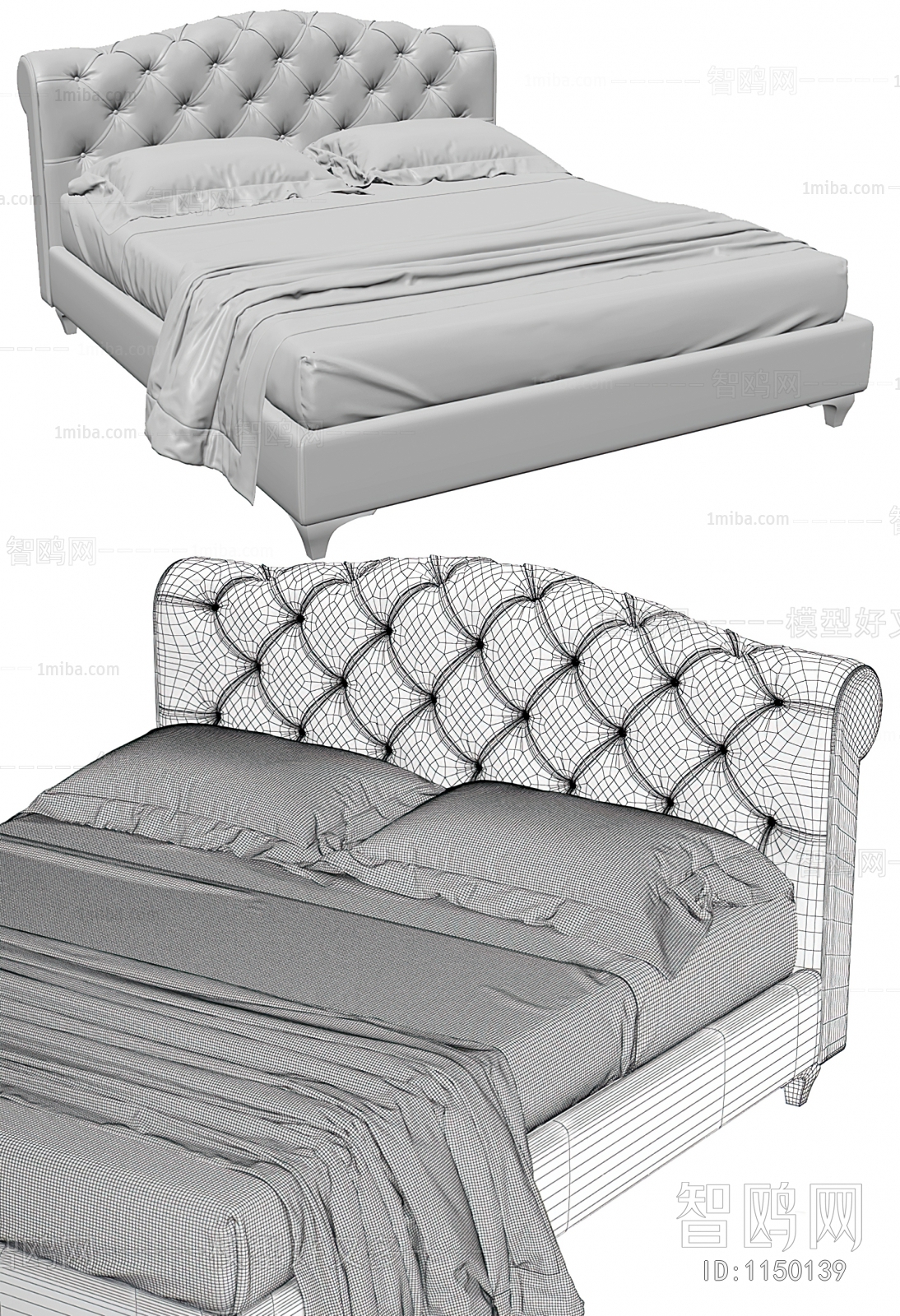 Simple European Style Double Bed