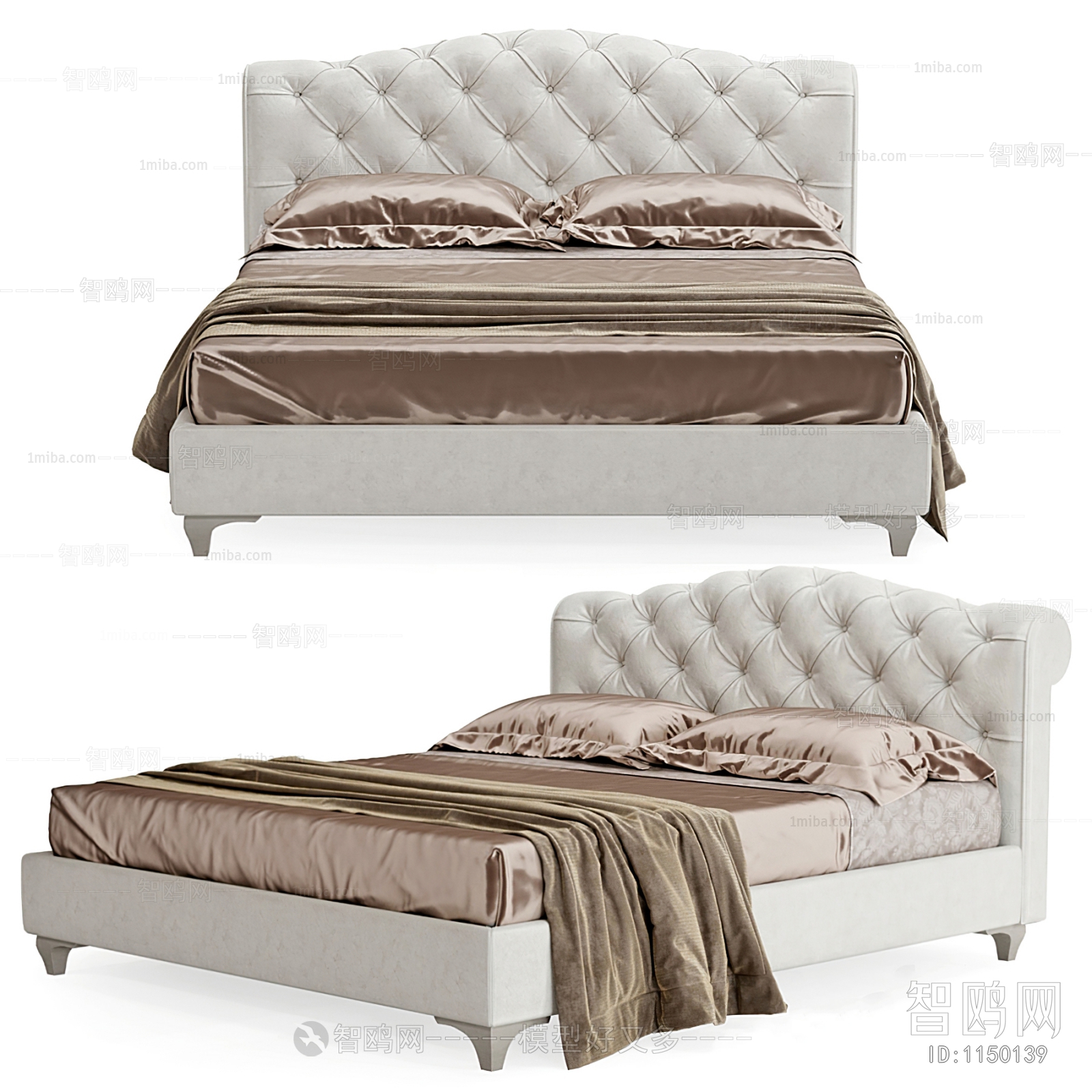 Simple European Style Double Bed